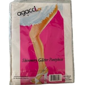 New Agacci Shimmery Glitter Pantyhose Sz 40" - 54" Hips 160 - 250 Lbs Vintage